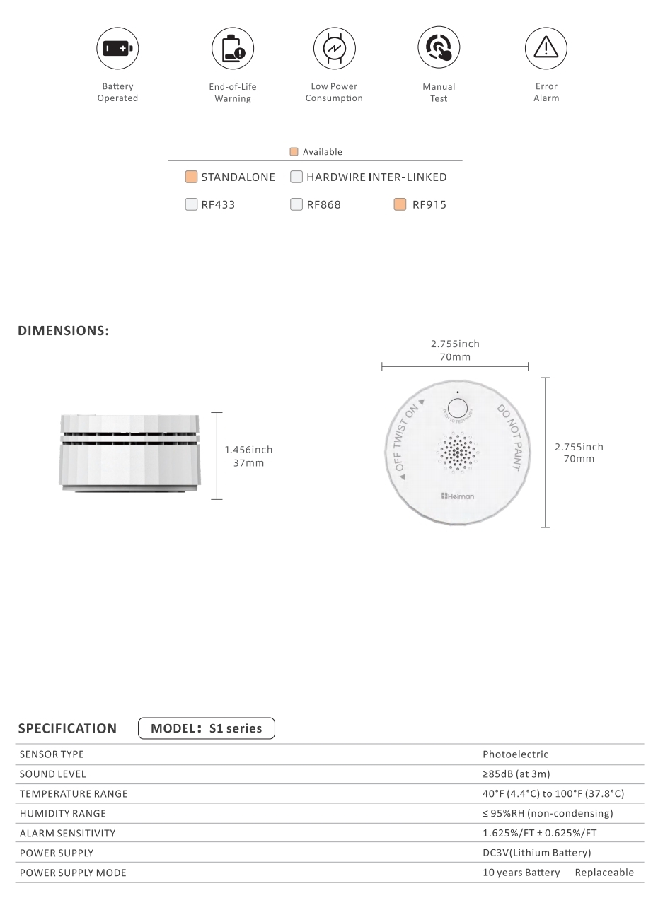 Smoke Alarm S1 series