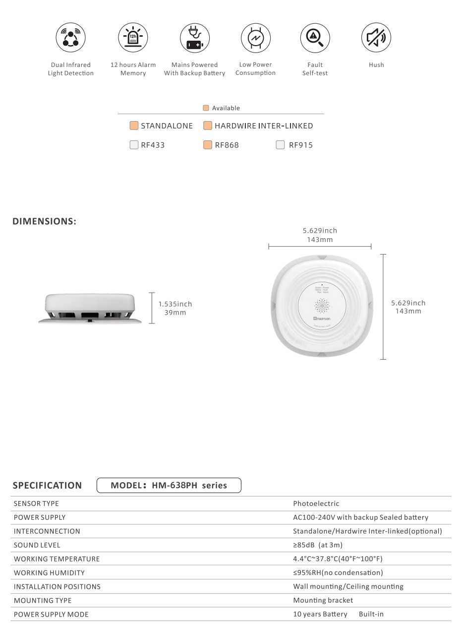 Smoke Alarm HM-638PH series