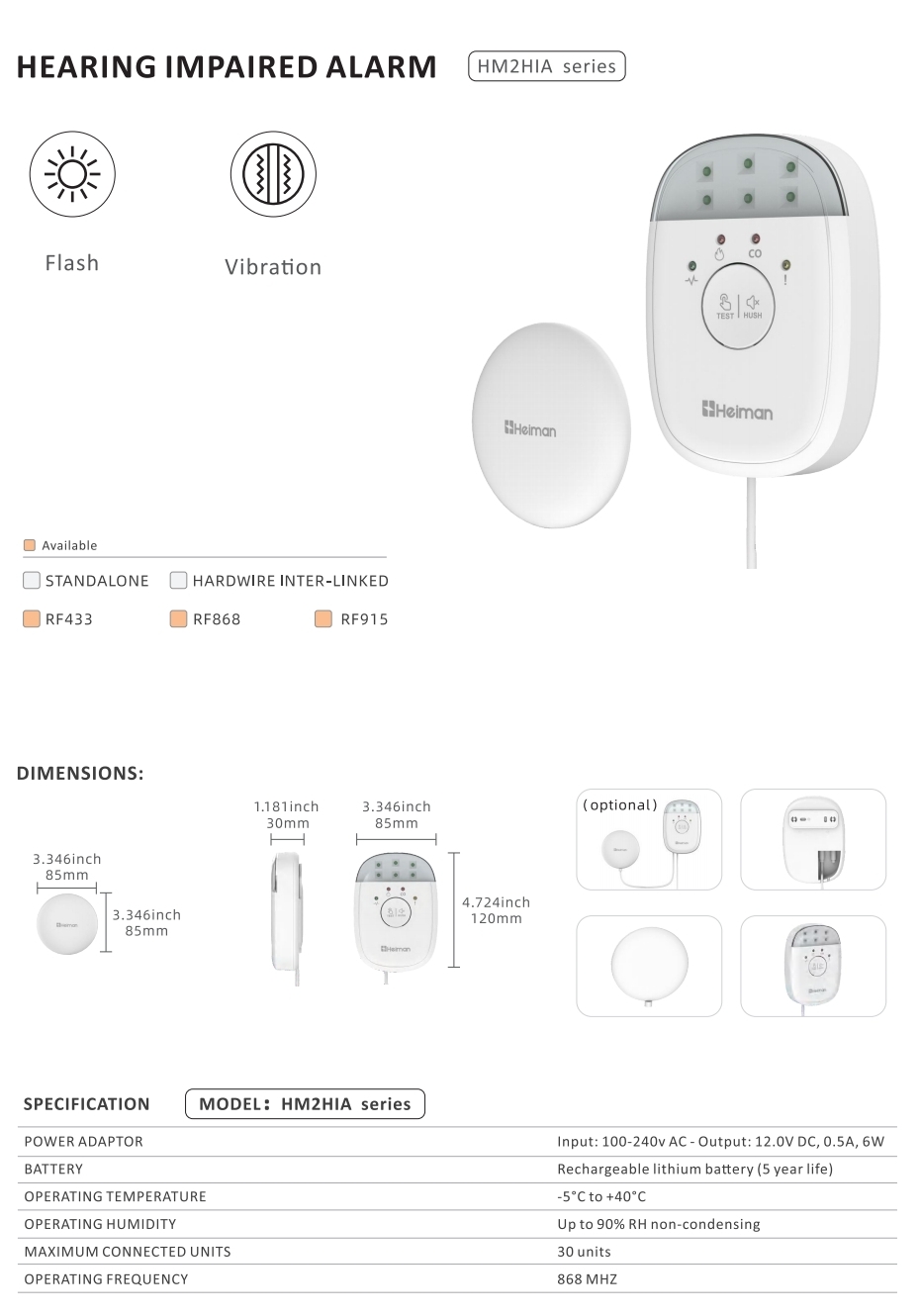 Hearing Impaired Alarm HM2HIA Hearing Impaired Alarm HM2HIA