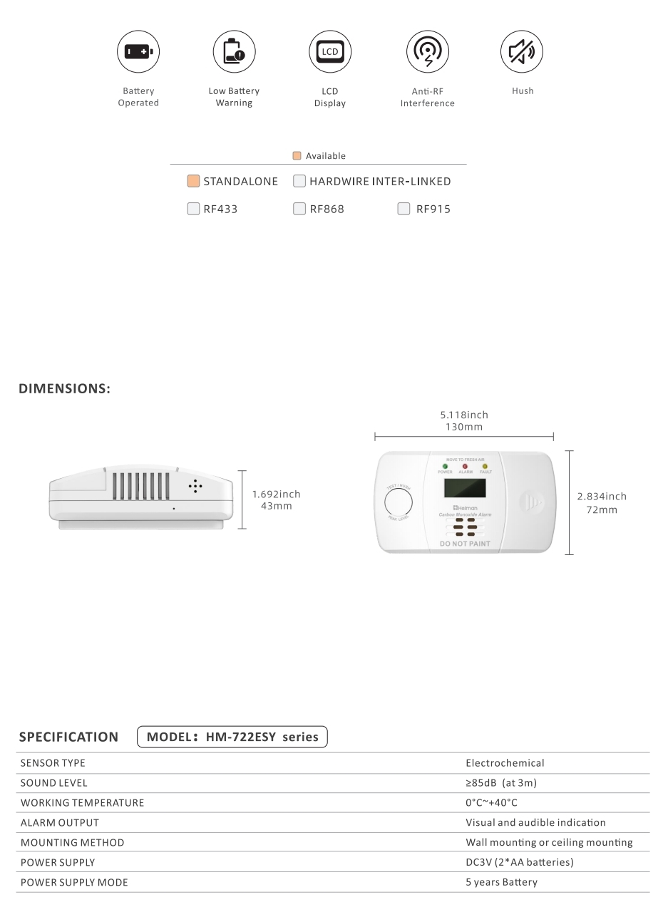 02 Carbon Monoxide Alarm HM-722ESY series