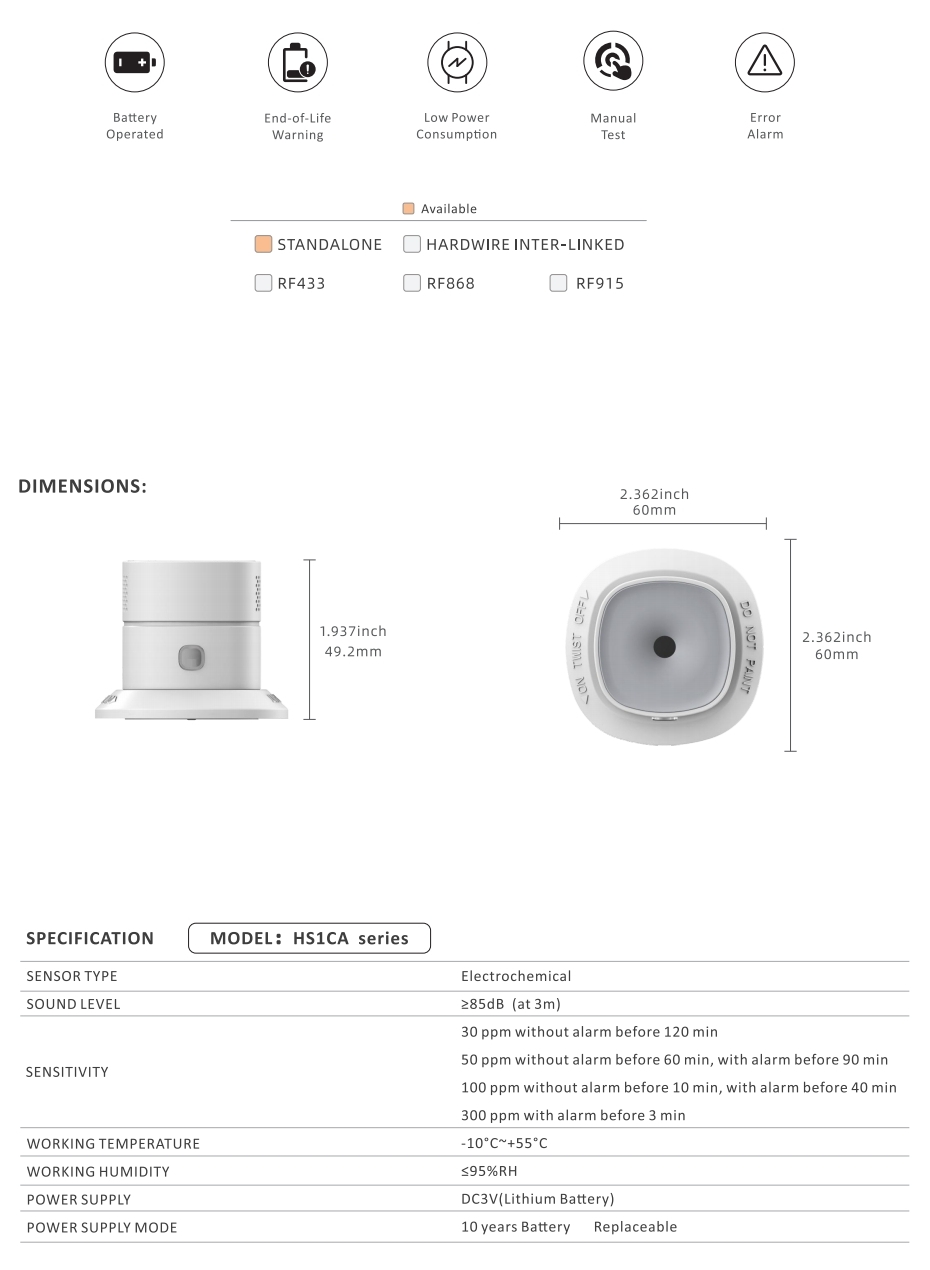 02 Carbon Monoxide Alarm HS1CA series
