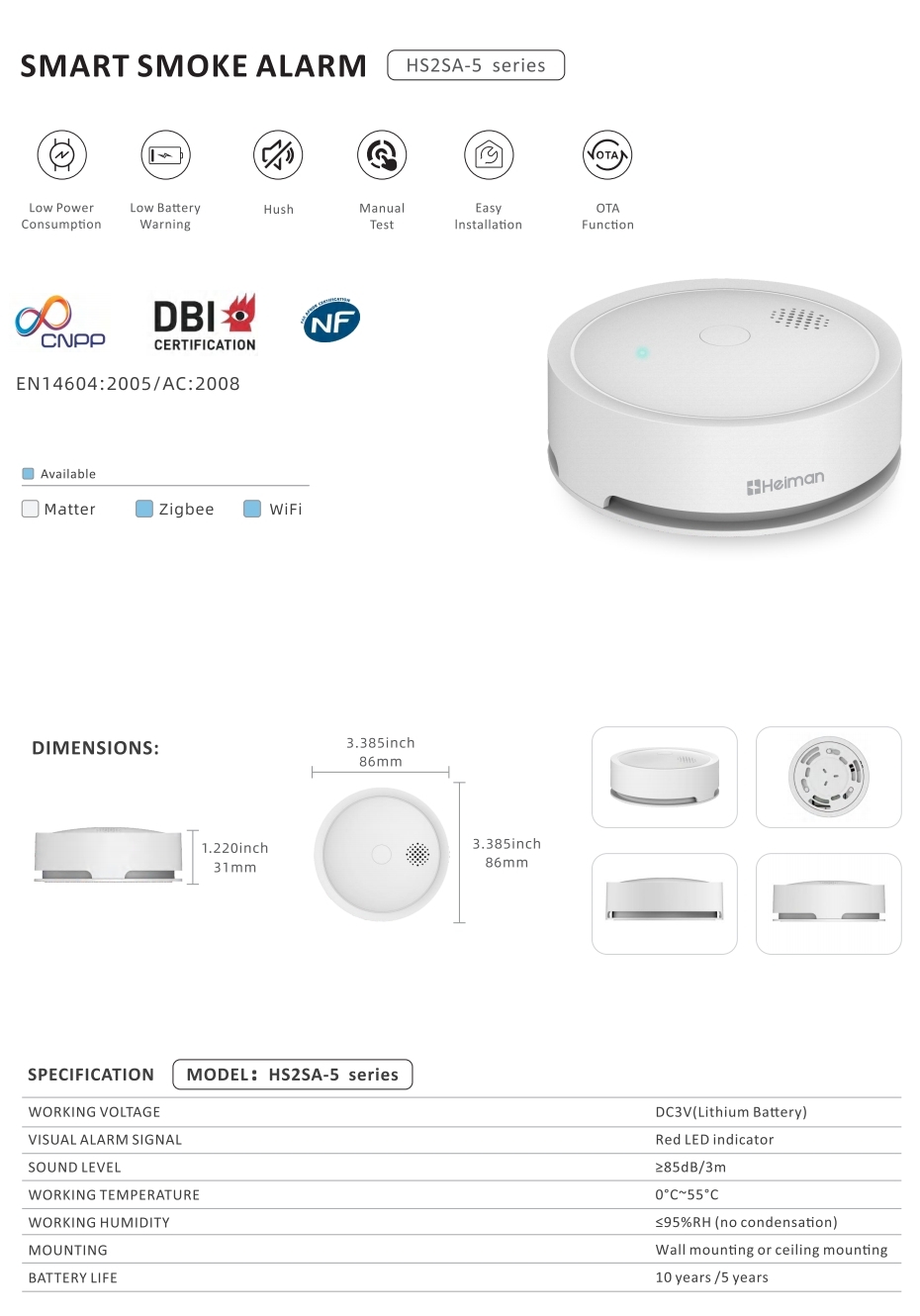 Smoke Fire Alarm HS2SA-5 series