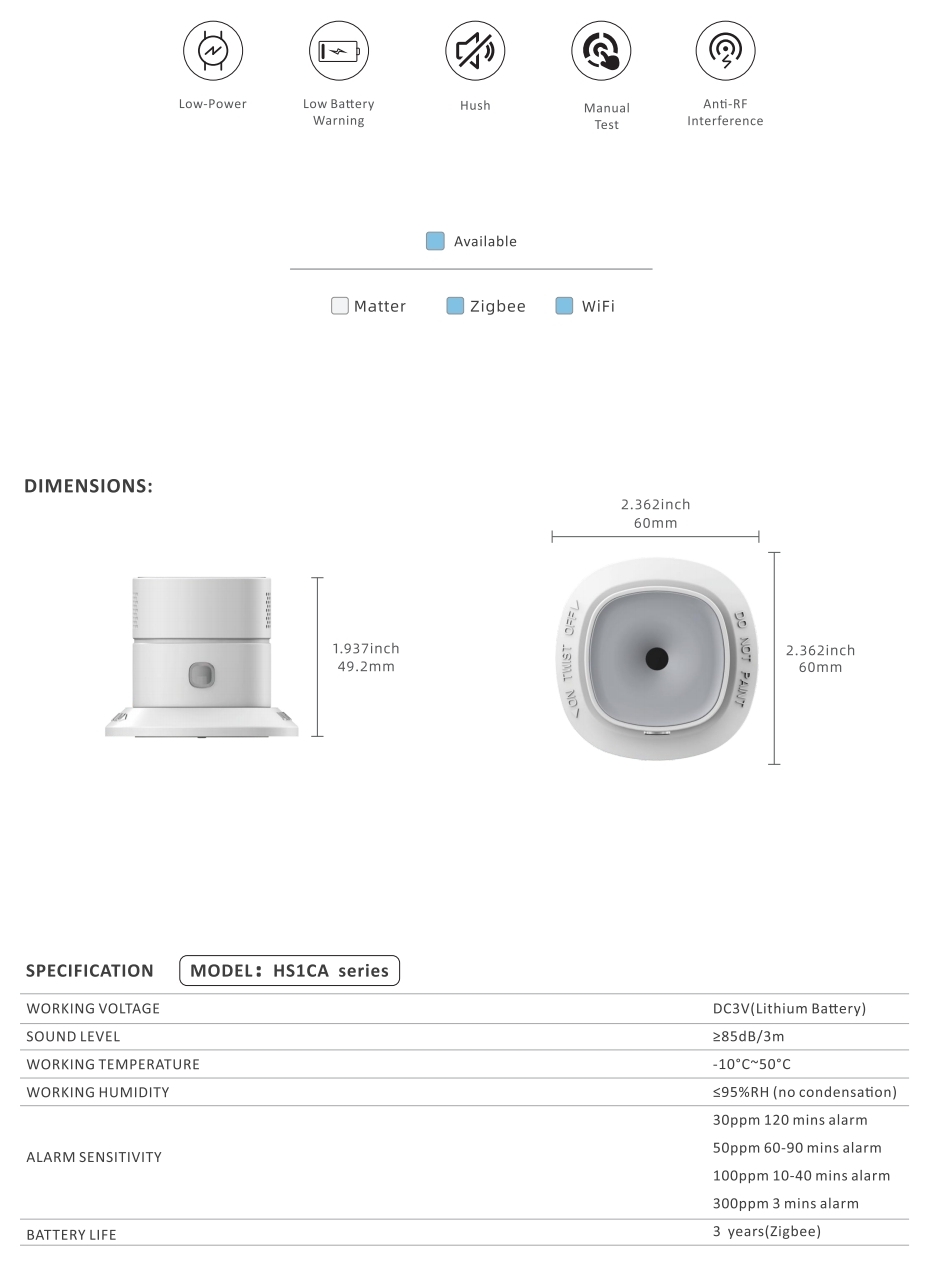 Carbon Monoxide Sensor Heiman HS1CA series