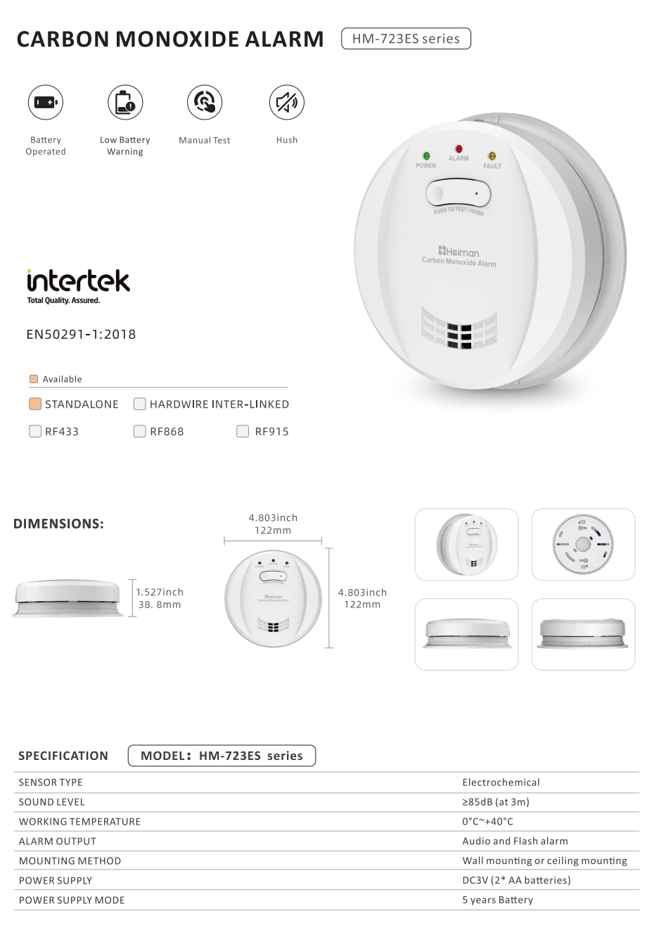 Carbon Monoxide Alarm HM-723ES series