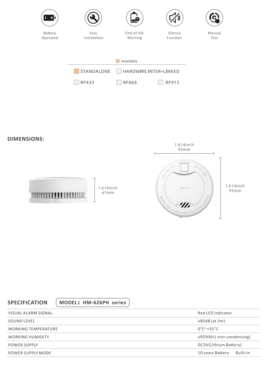 Smoke Alarm HM-626PH series