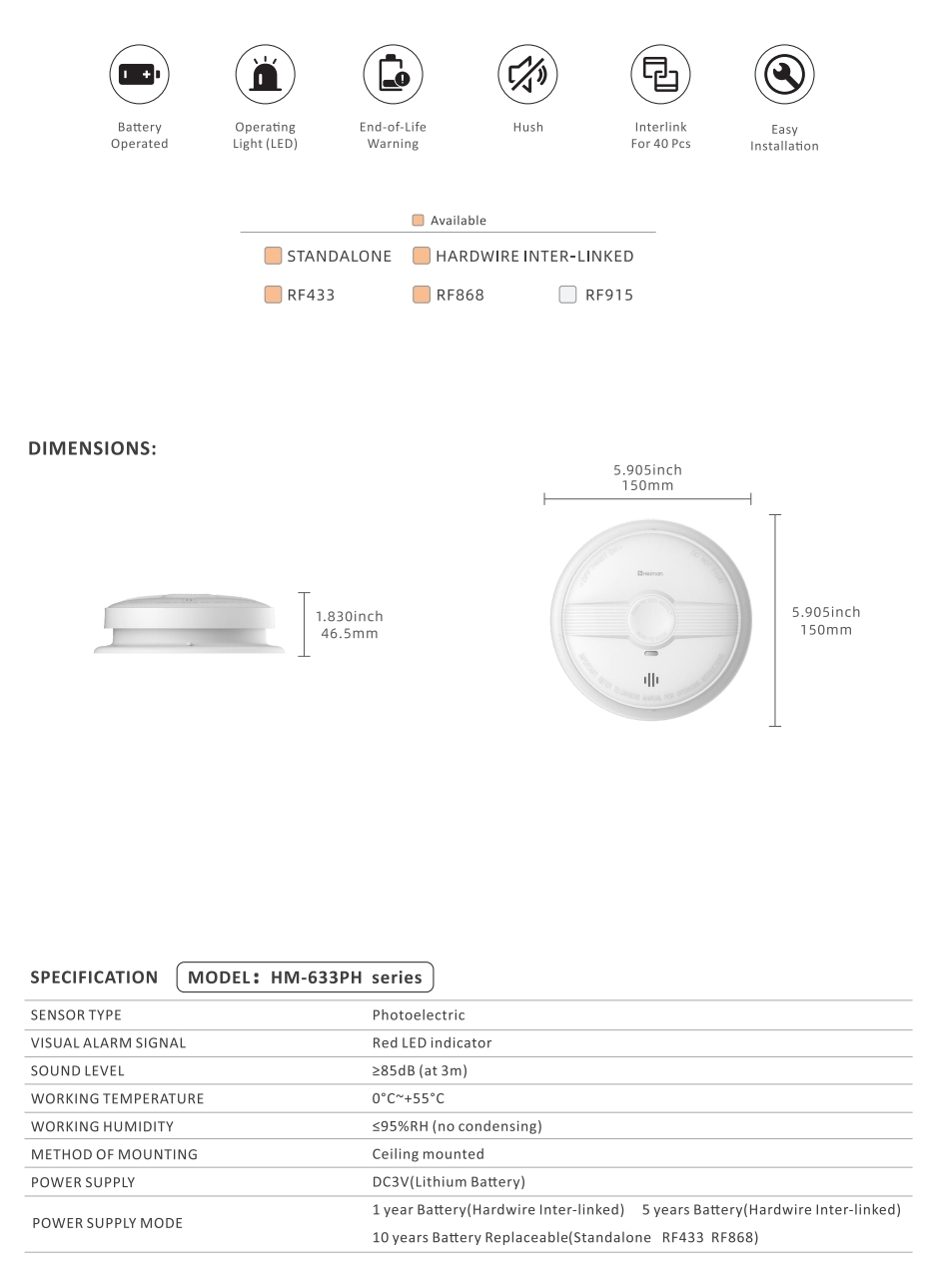 Smoke Alarm HM-633PH series
