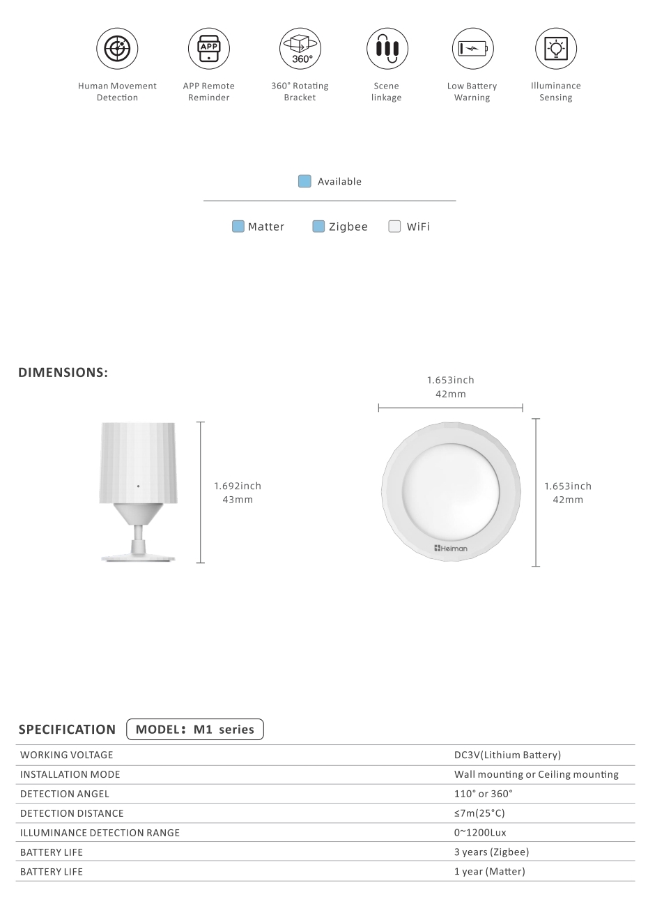 Smart Human Infrared Detector M1 series