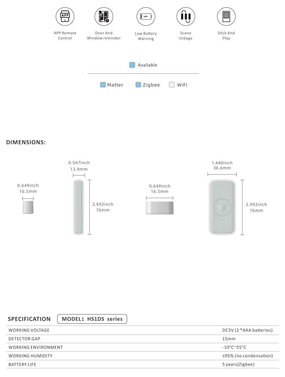 Smart Door Sensor Heiman HS1DS series
